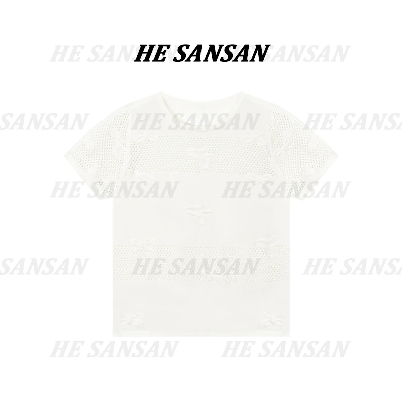 【SANSAN】镂空气质减龄百搭高奢时尚百搭短袖DY-6633