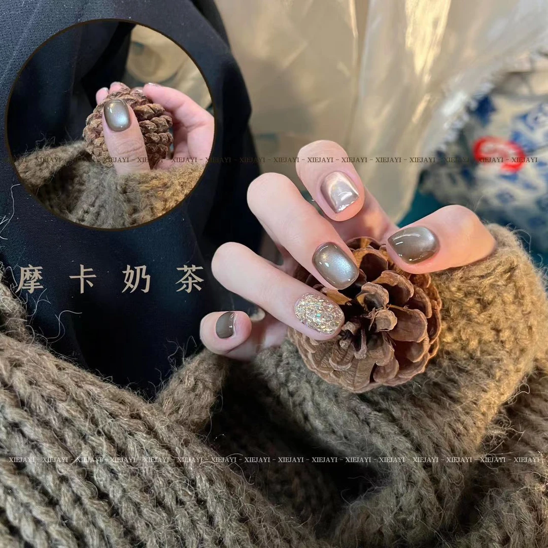 牛奶瓶15ml 摩卡奶茶猫眼胶（单色）甲油胶（不送磁铁）