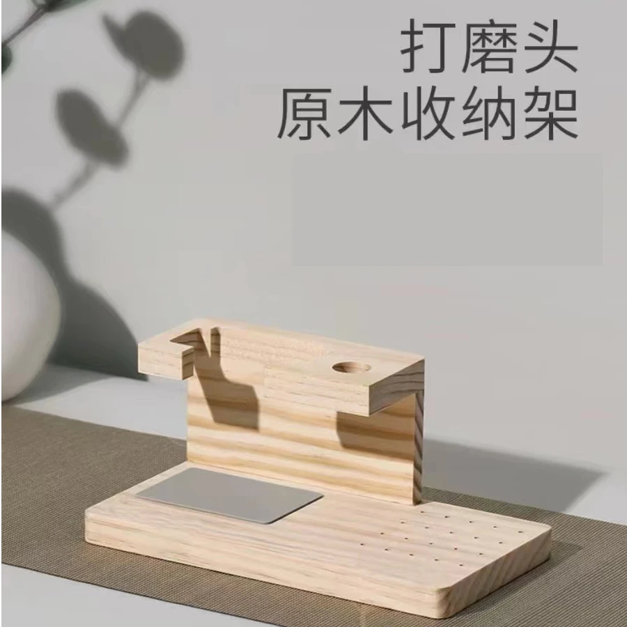打磨头原木收纳架收纳架美甲工具