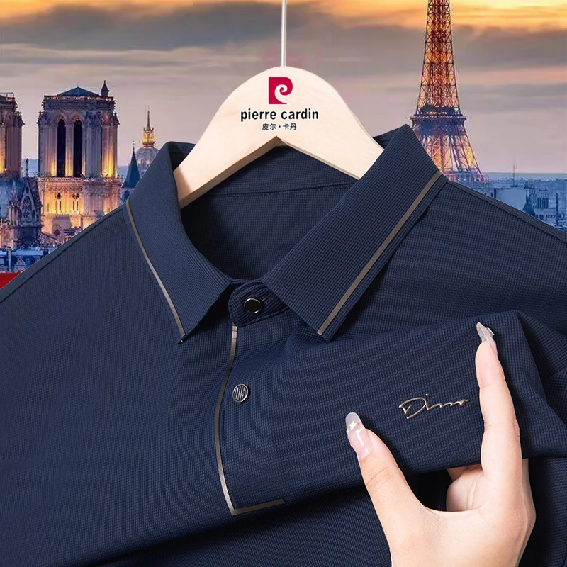 正品皮尔卡丹长袖polo衫男士春秋新款打底衫轻奢翻领休闲男装t恤