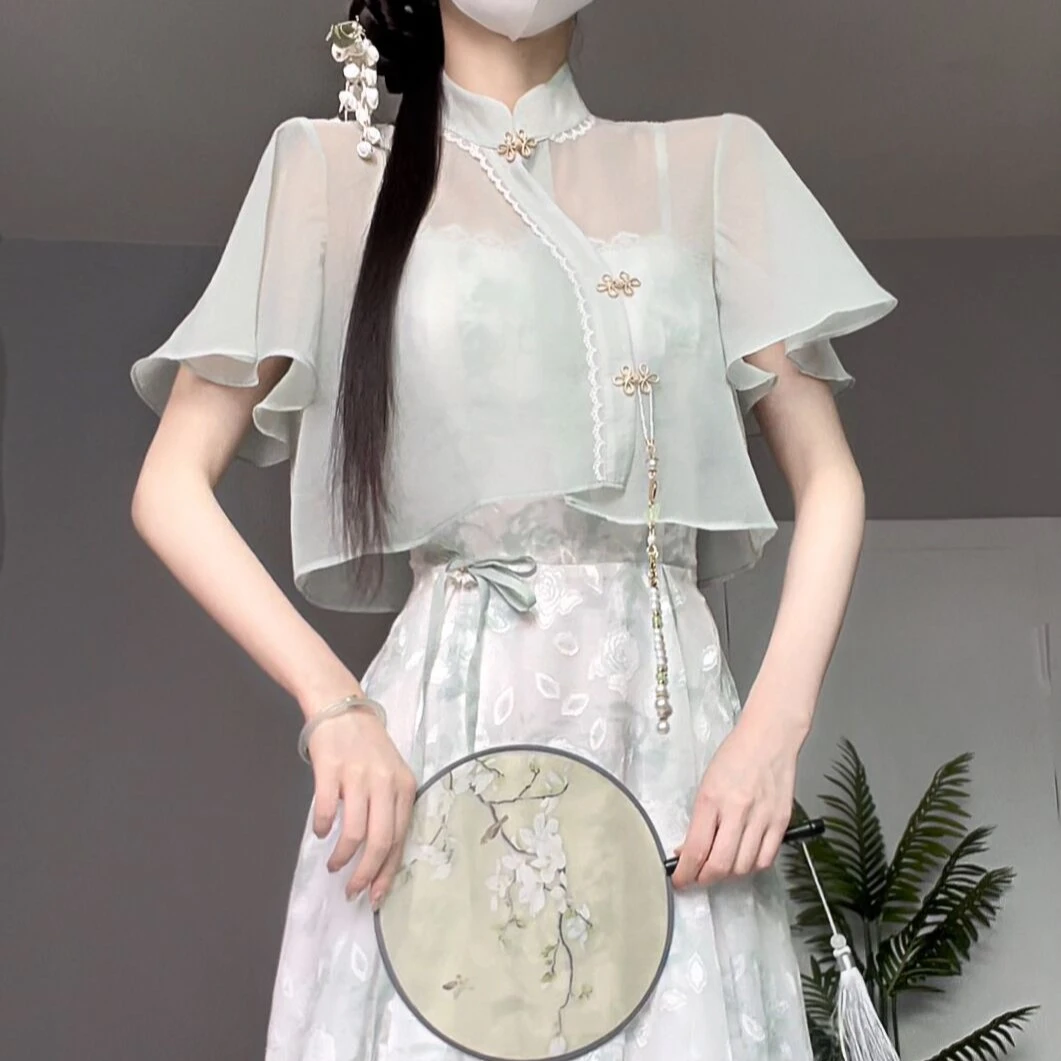 CherryKitty改良新中式国风碎花连衣裙夏季仙女裙