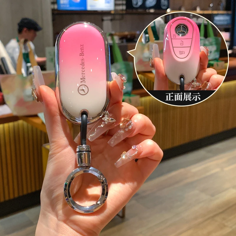 适用奔驰新C级钥匙套C200L壳C260L新S级E级GLC包CLE车EQSEQE扣女