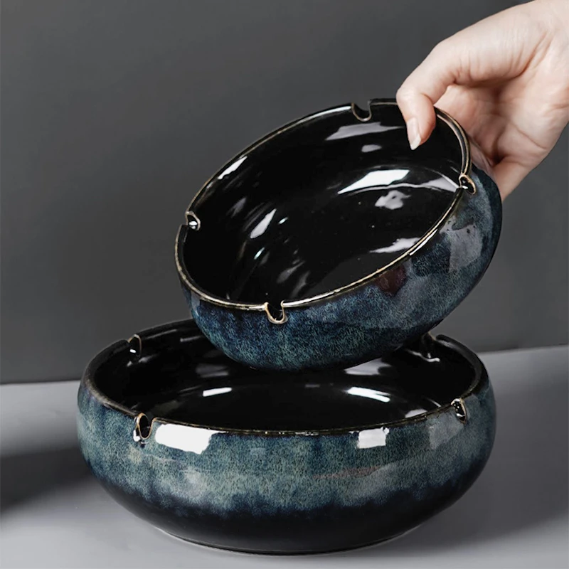 大烟灰缸创意个性陶瓷烟缸家用复古中式客厅轻奢办公室潮流烟缸