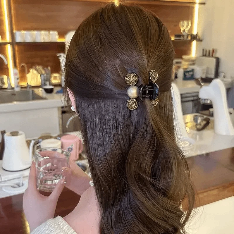 春夏温柔披肩发抓夹轻奢精致珠珠闪锆气质夹子刘海小抓夹时尚百搭