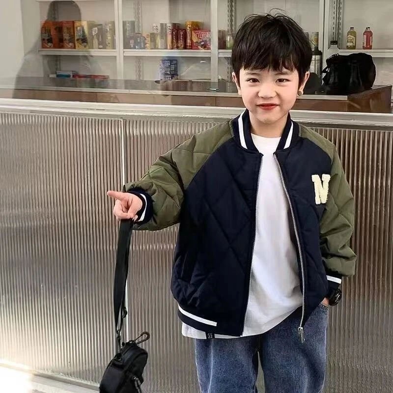 [现货现发]男童冬装加棉外套2025新款中大儿童棉袄洋气棒球服棉衣