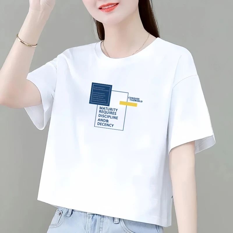 纯棉短袖t恤女短款夏季2024新款韩版爆款洋气减龄百搭小个子上衣