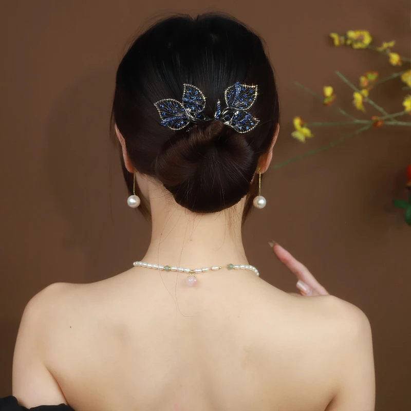 复古马蹄莲飞叶盘发夹妞妞夹丸子头盘发神器轻奢发夹发饰素款时尚