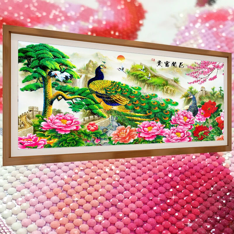 孔雀花开富贵2025新款5D水晶钻石画满钻点钻贴钻十字绣客厅砖石秀