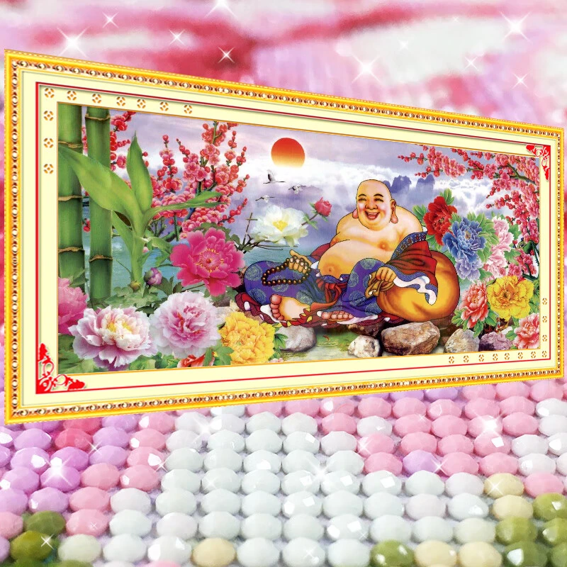 弥勒佛笑口常开2025年新款5D水晶钻石画满钻点钻十字绣客厅砖石绣