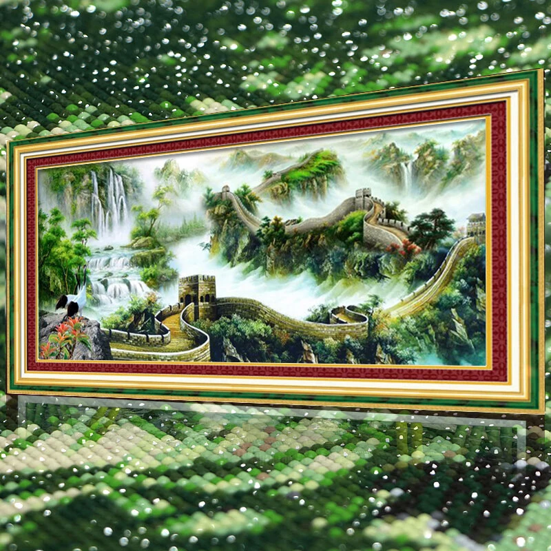 万里长城2025新款钻石画满钻点钻贴钻十字绣客厅砖石秀风景山水画