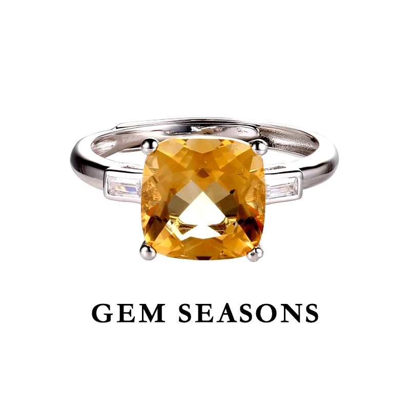 GEM SEASONS天然黄水晶戒指【鉴定证书】黄色宝石芬达色简约百搭款