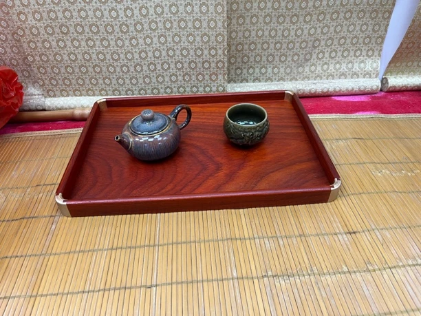 20X30邵式紫檀红花梨木家用干泡盘茶盘