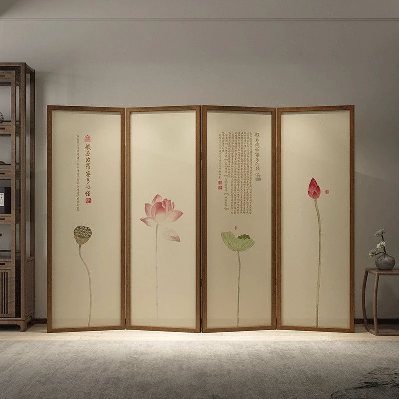 【友全】新中式屏风隔断客厅卧室遮挡家用实木玄关墙简约移动折叠