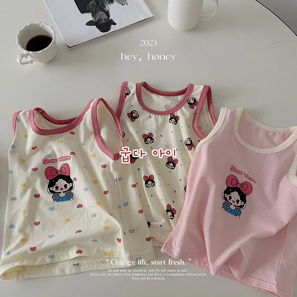 现货 【嘿甜心】儿童满印舒适护肚~三件装系列小背心-60097