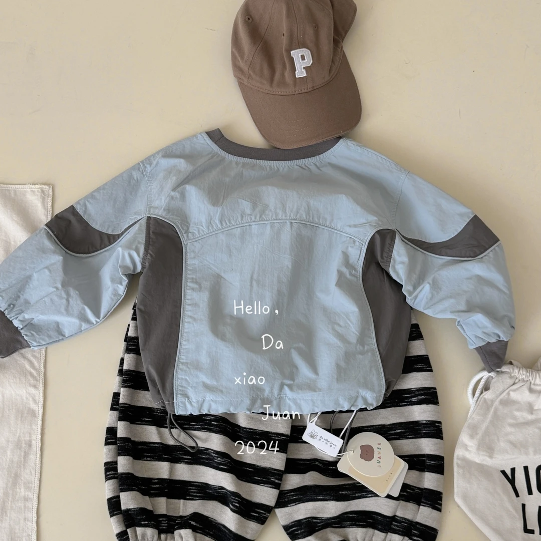 现货【大小卷】秋季新款工装风拼色卫衣-70298