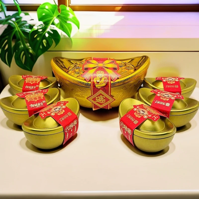 喜庆金元宝外观装六味斋蜜饯软糖摆件净含量（小）32g/（金元宝糖果