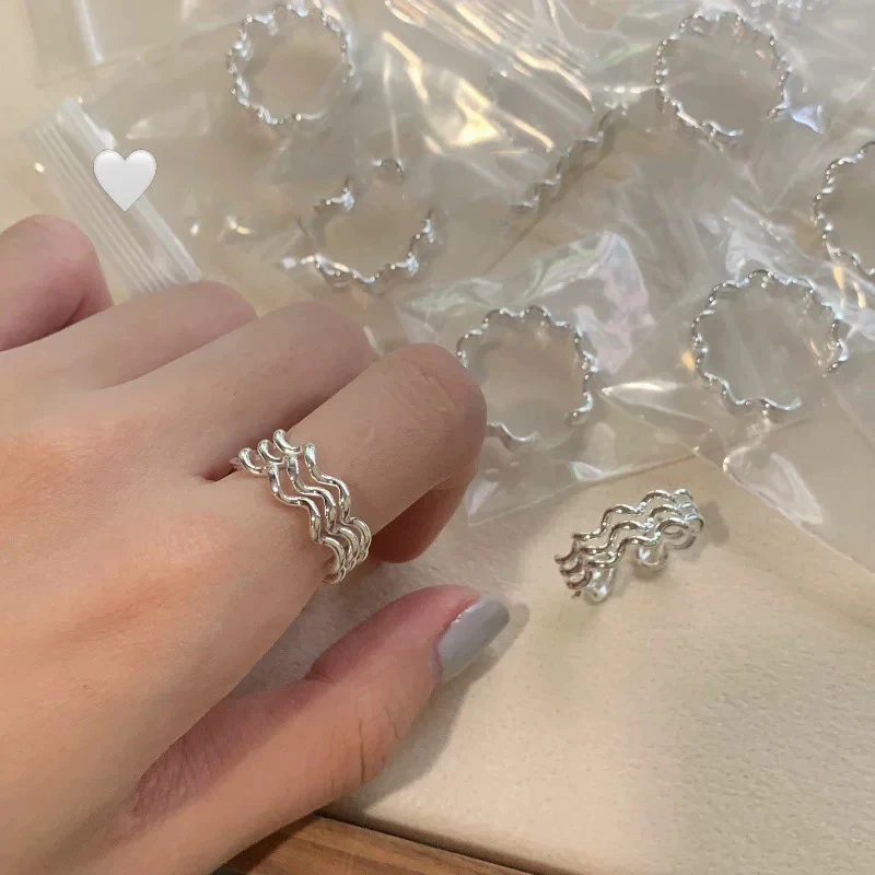 925银戒指 气质轻奢小众百搭开口韩版锆石可调节银戒指 J-763