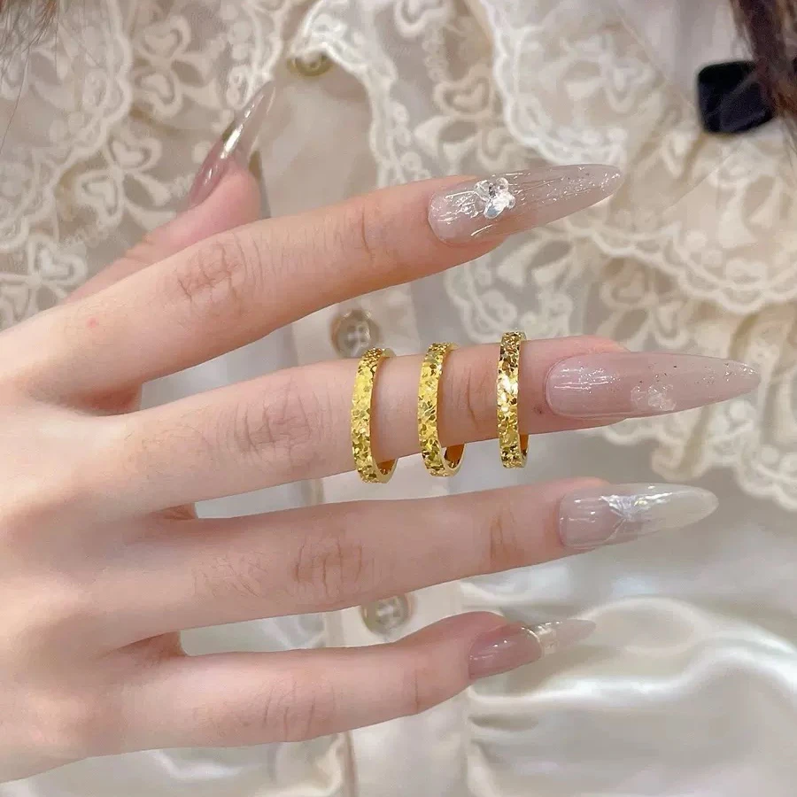 钛钢戒指 2mm窄版爆闪碎碎冰戒指女磨砂情侣时尚指环 J-443