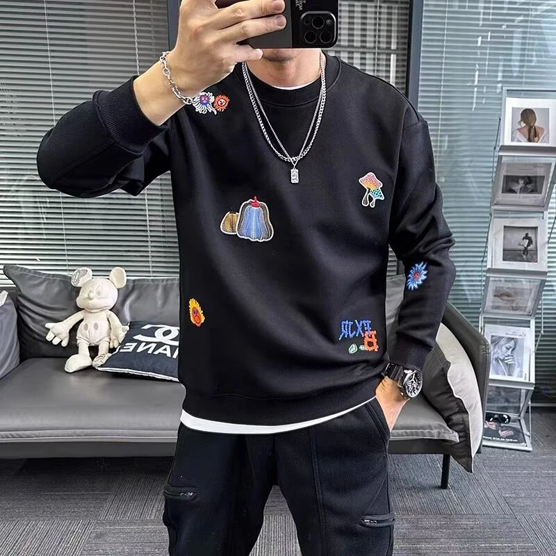 秋冬长袖卫衣套头加绒加厚保暖潮牌印花休闲百搭标准青春流行上衣