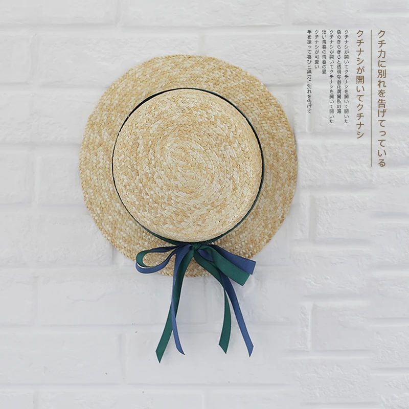 2023平顶草帽女夏海边出游拍照防晒遮阳帽草编太阳帽沙滩帽子