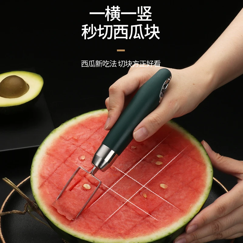 新款不锈钢家用便携切西瓜块神器切块切丁分割器家用吃瓜切瓜工具