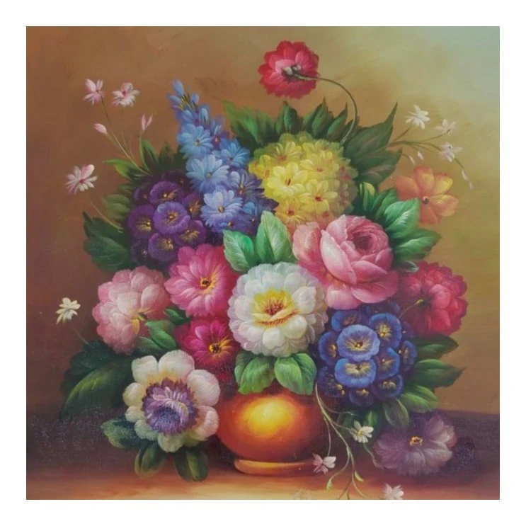 欧式古典花卉油画纯手绘玄关餐厅挂画客厅茶室壁画立体无框方形