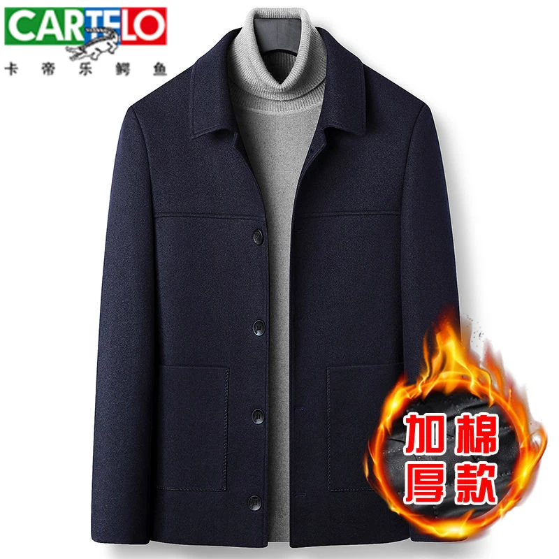 CARTELO/卡帝乐鳄鱼秋冬新款男士加厚羊毛呢大衣夹克工装