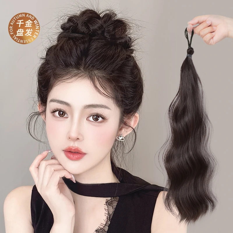 发髻丸子头假发发圈编麻花辫神器古风千金花苞盘发包增发量卷发束