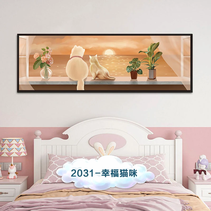 儿童卧室床装饰画卡通粘贴挂画孩子房间贴画男孩女孩房间装饰画