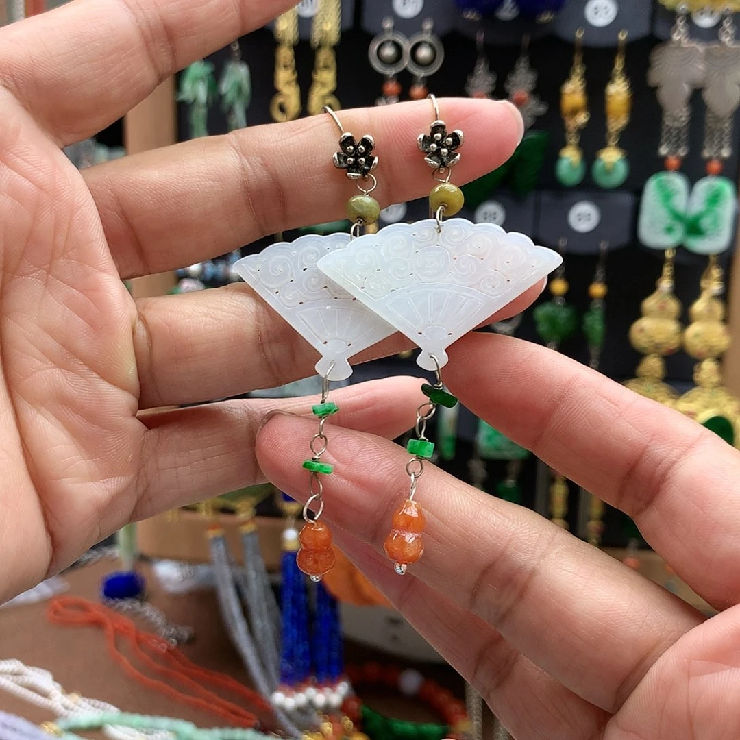 【闪购商品】翡翠耳饰银S925镶嵌耳坠