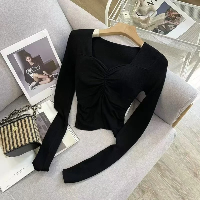 【ZT冬日温暖】冬天再也不怕冷加绒糯叽叽露锁骨方领打底衫