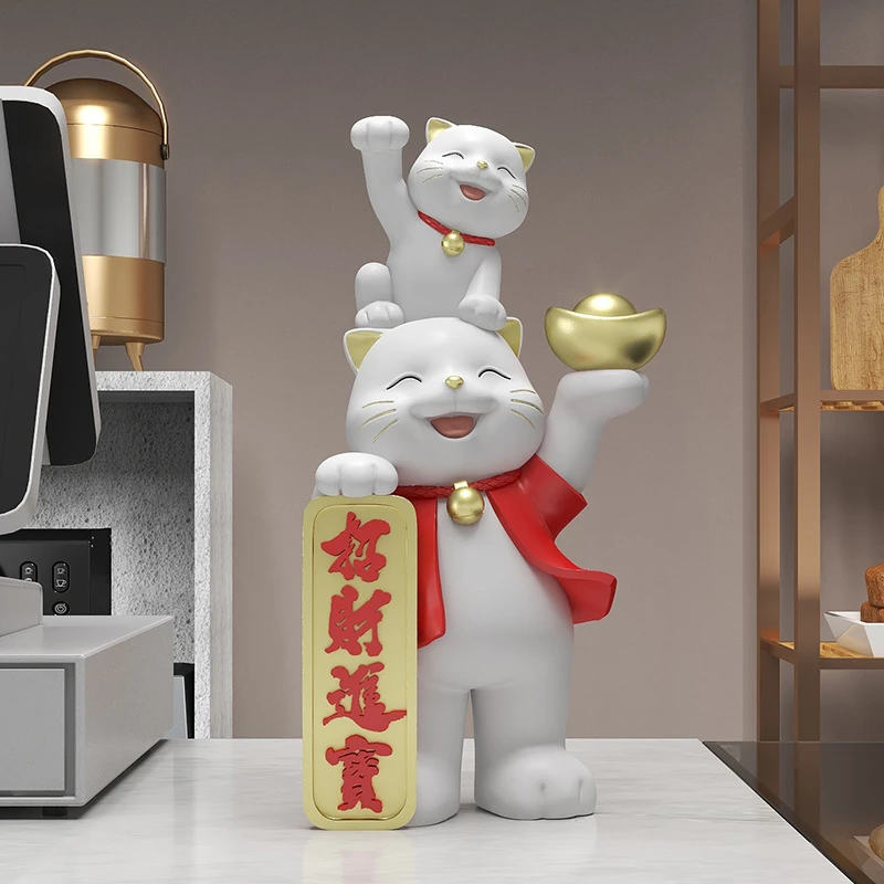 招财猫开业摆件前台收银台店铺玄关电视柜桌面装饰品乔迁开业礼品