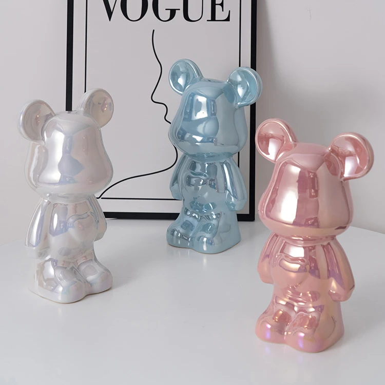 爱心熊存钱罐摆件轻奢客厅电视柜酒柜卡通小公仔网红儿童房装饰品