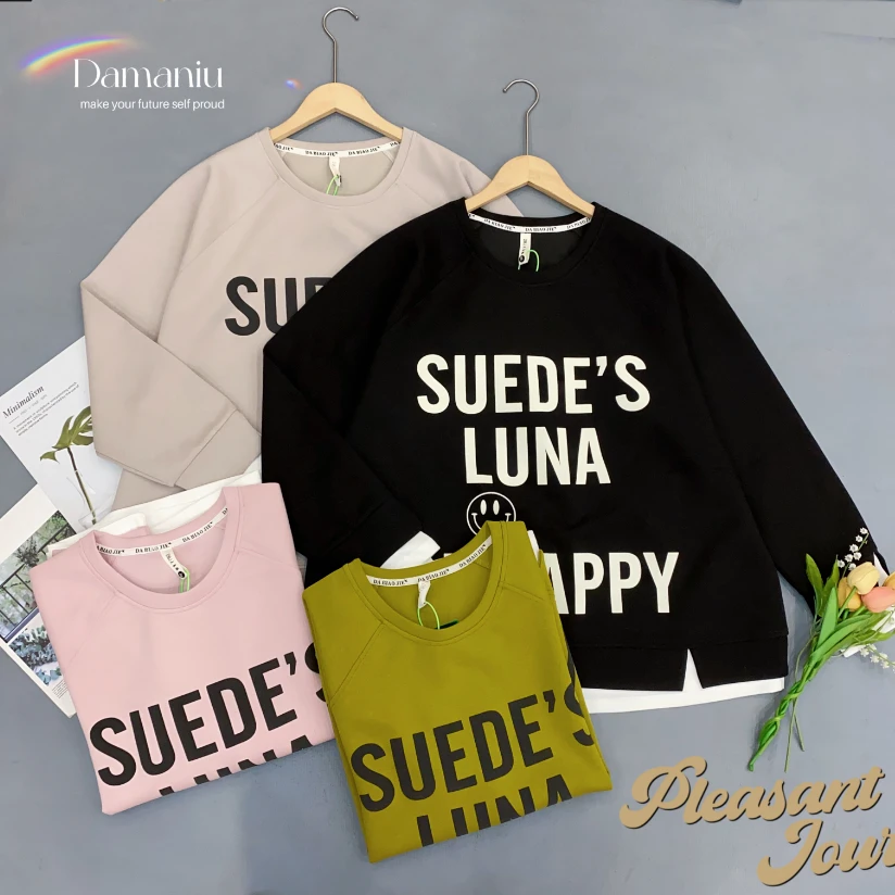 D.B高品质假两件糖果色字母卫衣D6039