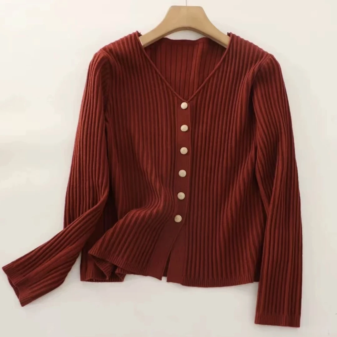 高级感针织开衫女春秋款大码胖mm气质打底毛衣小香风短款上衣