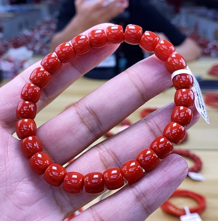 【小刘南红】保山南红（典藏）锦红直切手串7mm 多样性发一