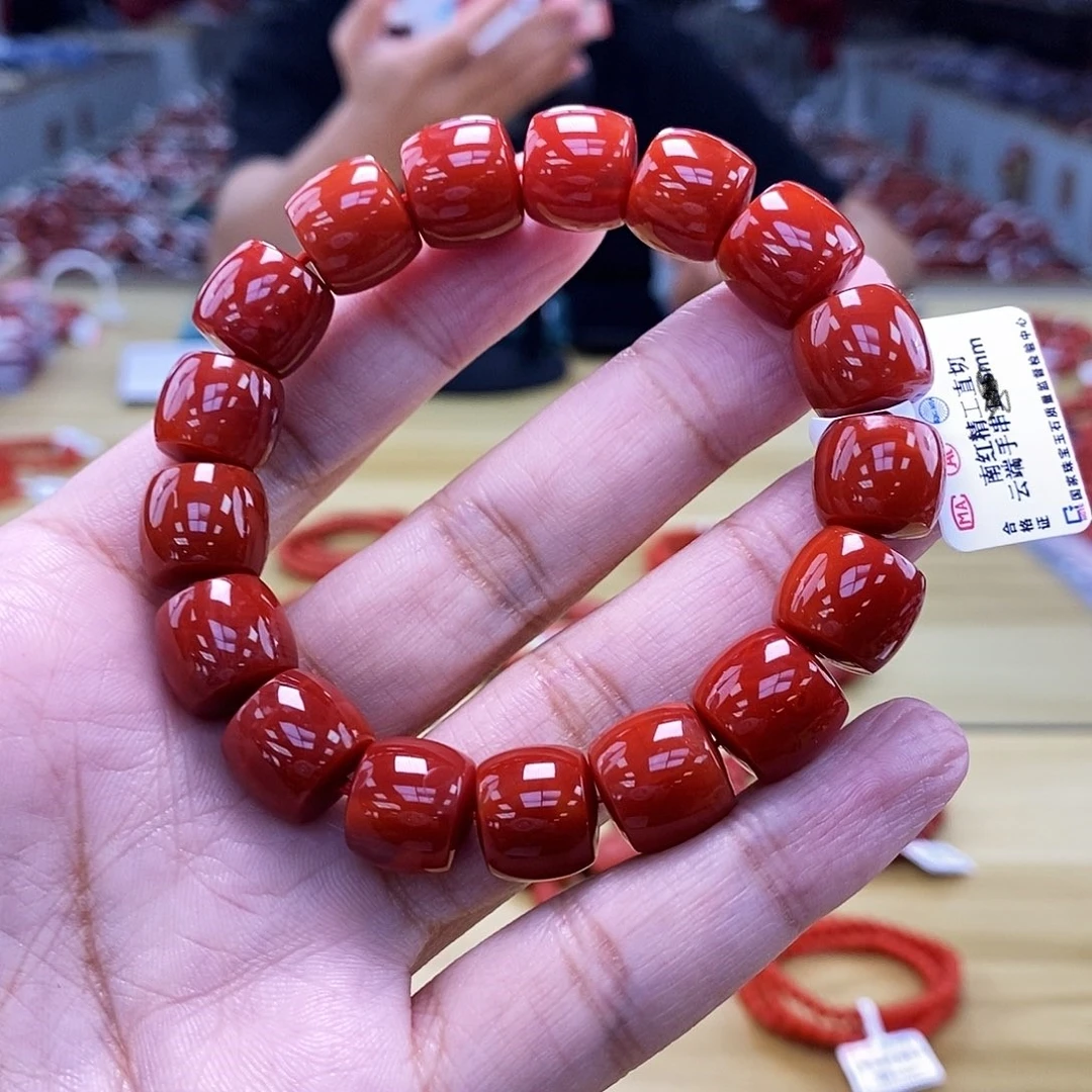 瓦西南红精工牛血红直切手串13mm 多样性发一