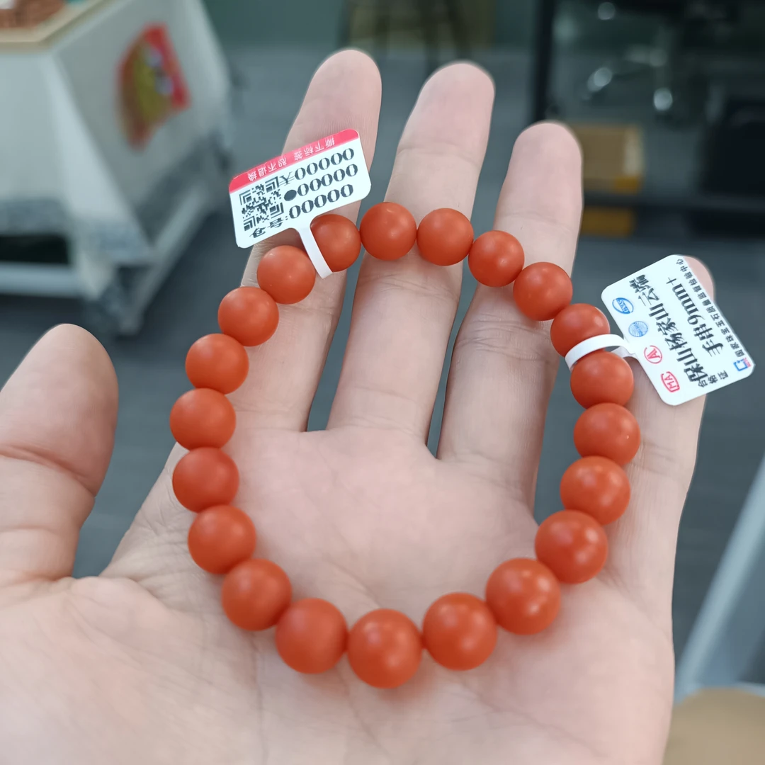 【小刘南红】保山南红（典藏）哑光圆珠单圈9mm   多样性发一