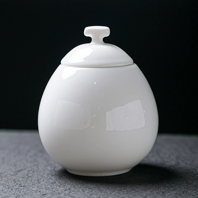 羊脂玉瓷茶叶罐德化白瓷密封罐小号存茶罐陶瓷家用存储通用罐瓶子