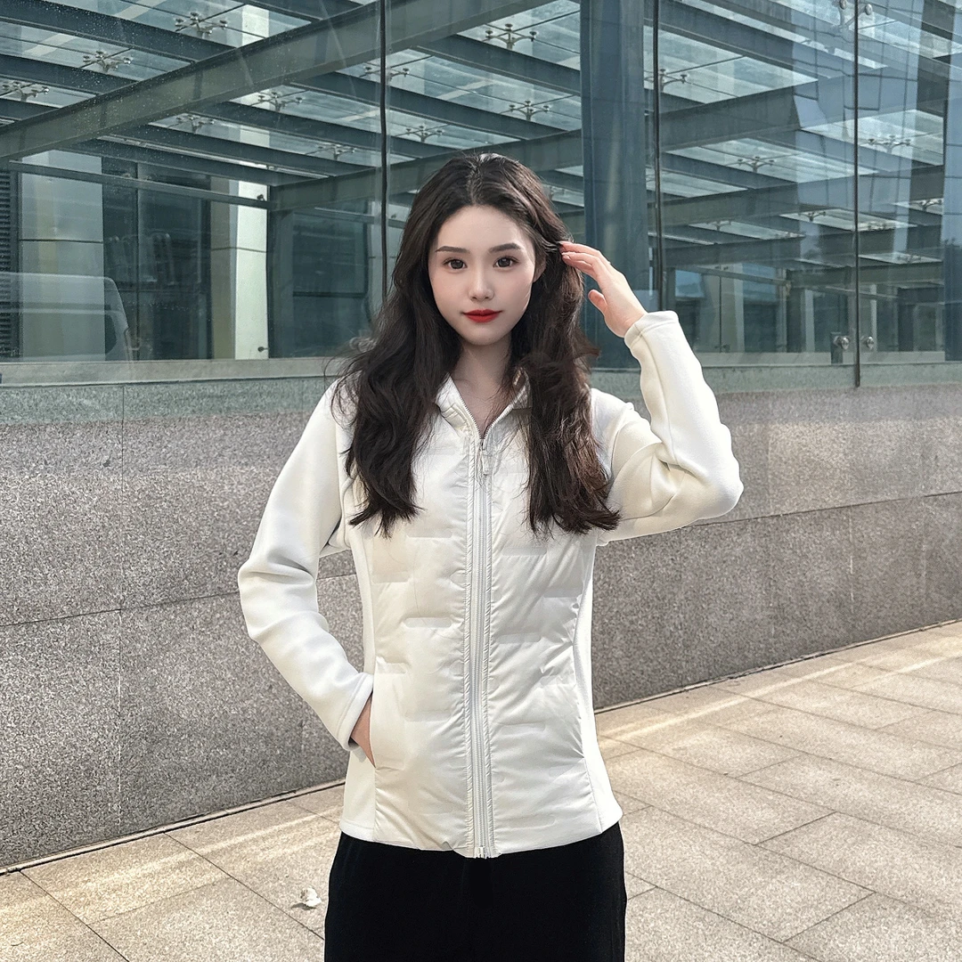 秋冬黑金光变时尚连帽石墨烯羊毛蚕丝羽绒服短款外套90白鸭绒
