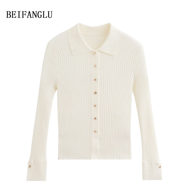 北方鹿 法式ins风博主穿搭！精纺羊毛早秋气质POLO坑条针织衫5310