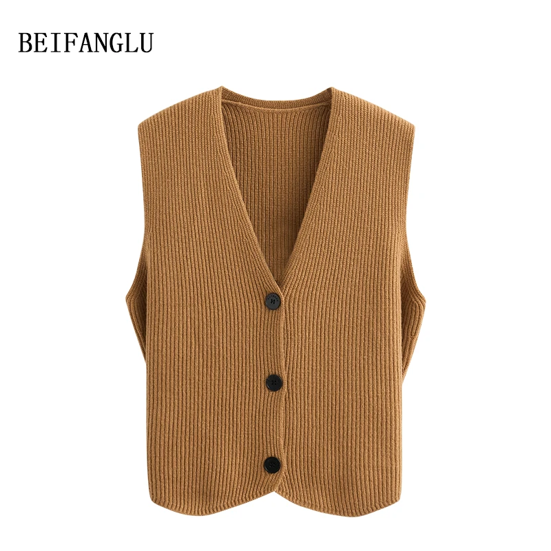 北方鹿 叠搭老钱风#早秋百搭纯色坑条V领单排扣羊毛针织马甲6196