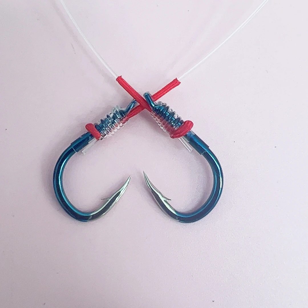 4X骨刺青鱼钩无铅灵顿子线标鱼手工精绑巨物双钩血槽钩尖大物钩子