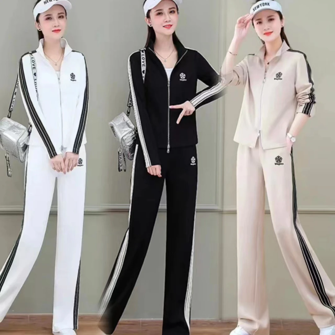 K116时尚休闲2023年春秋季新款宽松两件套立领套装