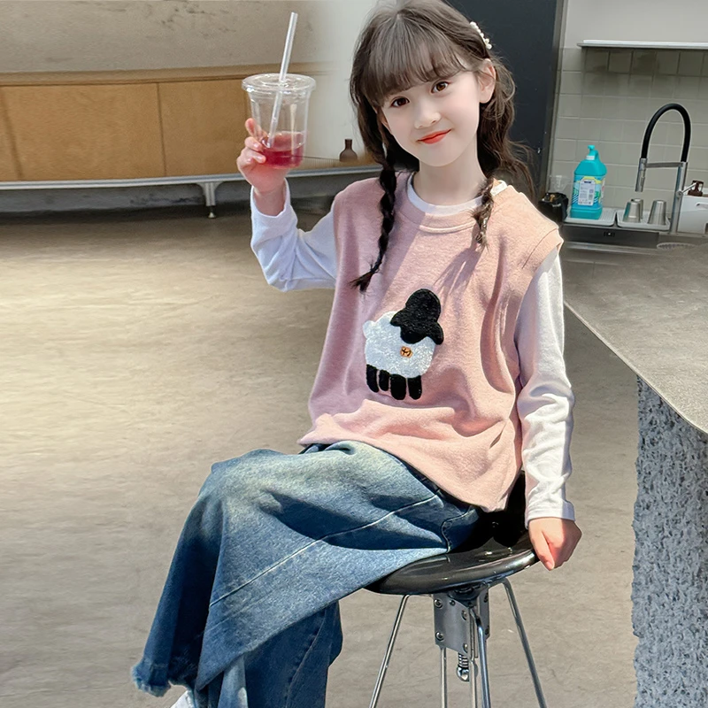 女童秋装2025新款洋气时髦套装马甲大童秋季女孩网红炸街儿童春秋