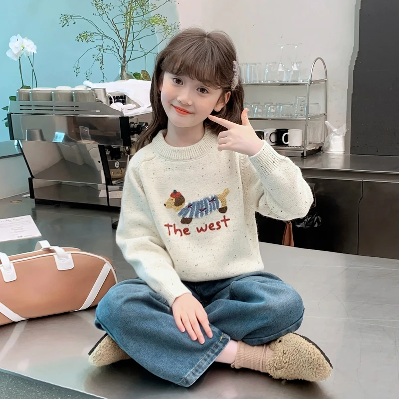 女童毛衣秋冬装2025新款洋气时髦儿童装针织衫女孩大童冬季打底衫