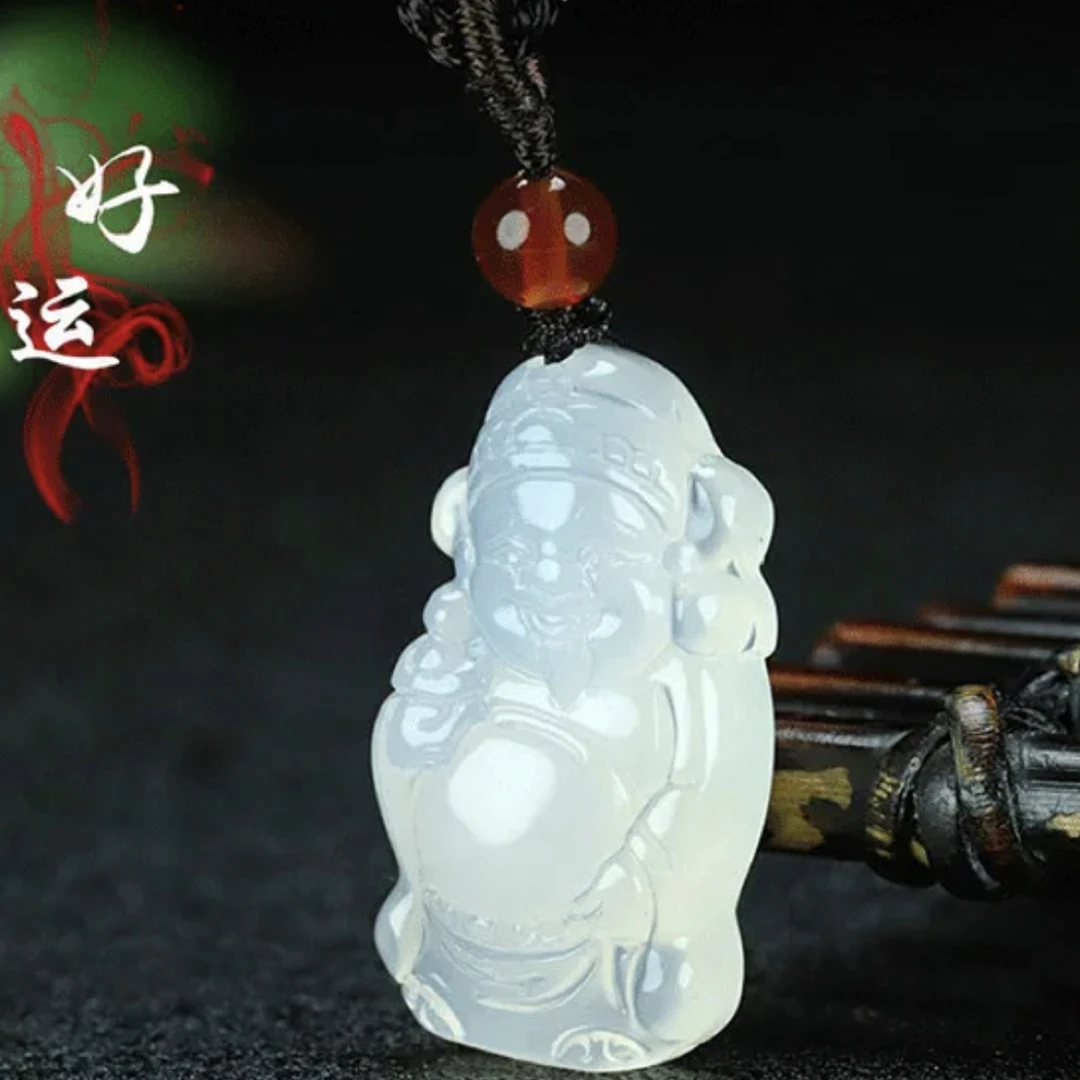 天然玛瑙荔枝冻男女款小财神吊坠礼品项链挂件