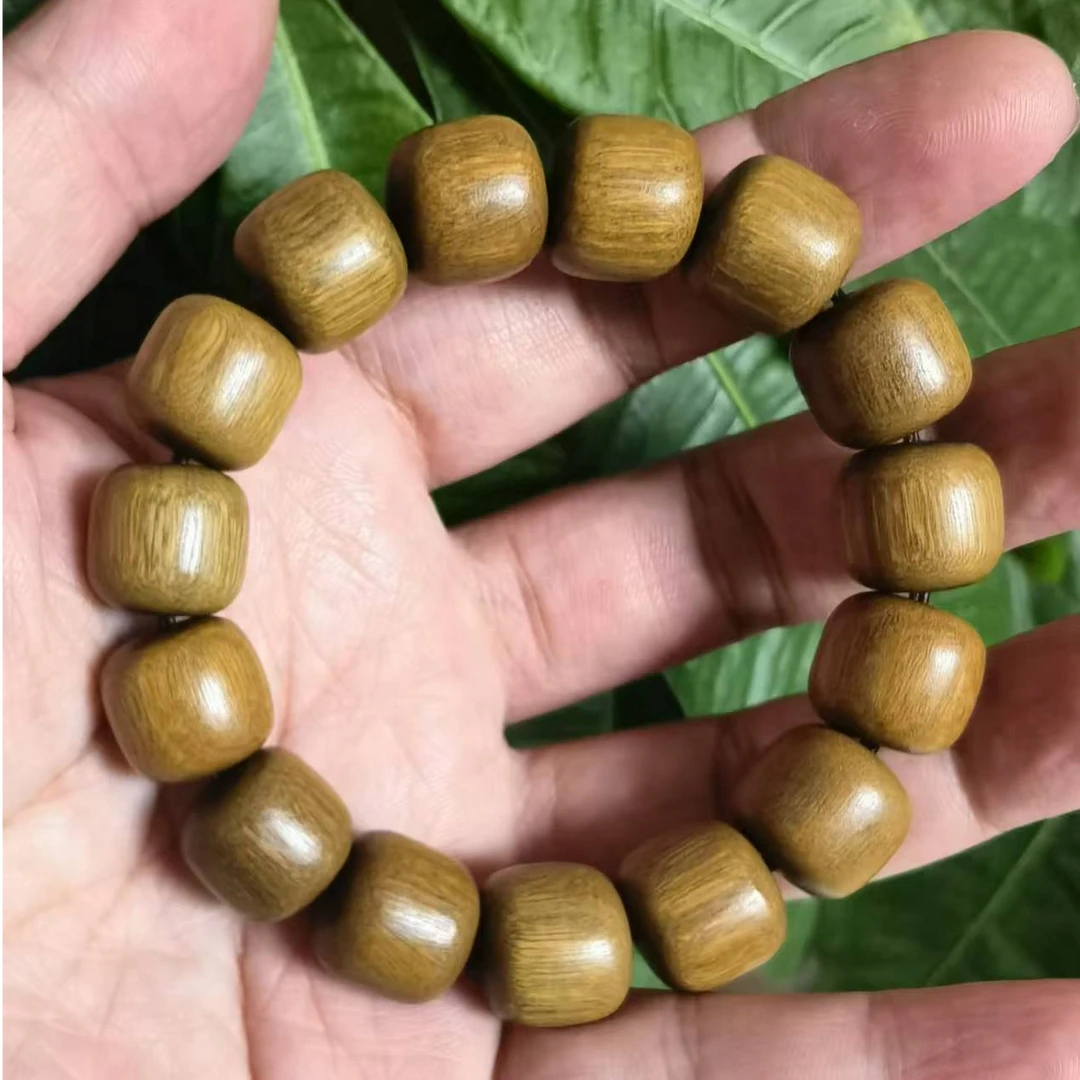绿檀老形1.5桶珠单圈文玩手串