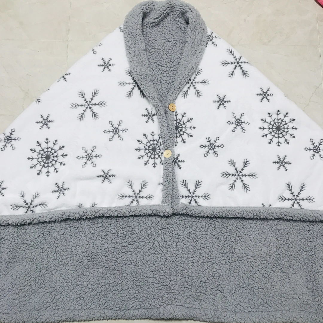 日单：白色胶印柔软雪花披肩毯精品毯双层ins毯子