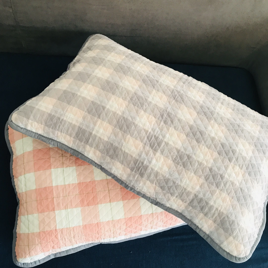 出口单 全棉格子3层夹棉成人柔软舒适枕头套52×78cm